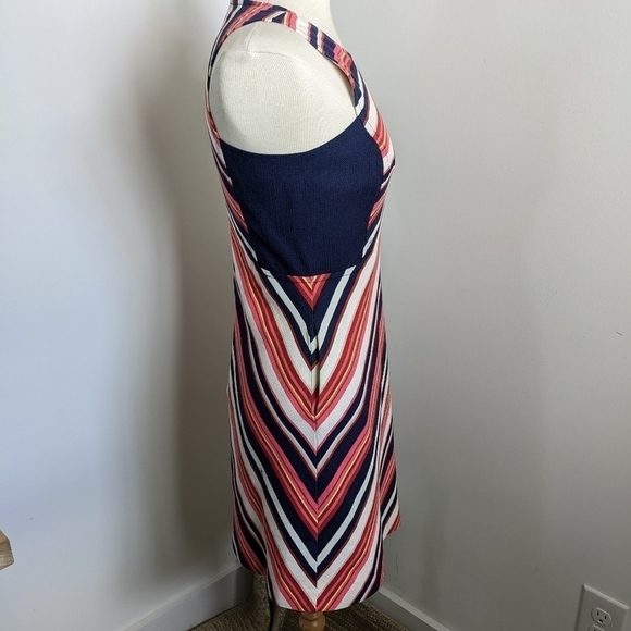 TRINA Turk Bright Chevron Cotton Sheath Midi Dress 4 - Picture 7 of 17